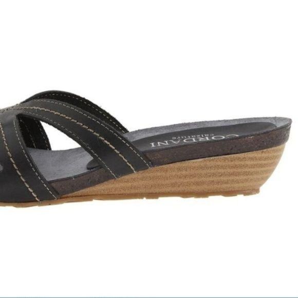 Cordani Black Slip On Slides Sandal Size 37 US 7 Leather Summer New - Picture 5 of 8